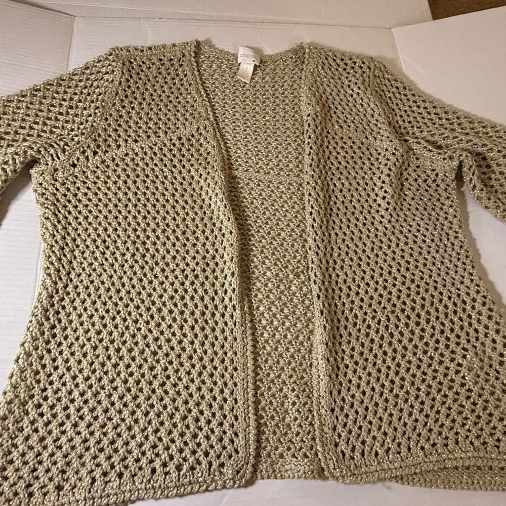 Chico's gold crochet cardigan Size L